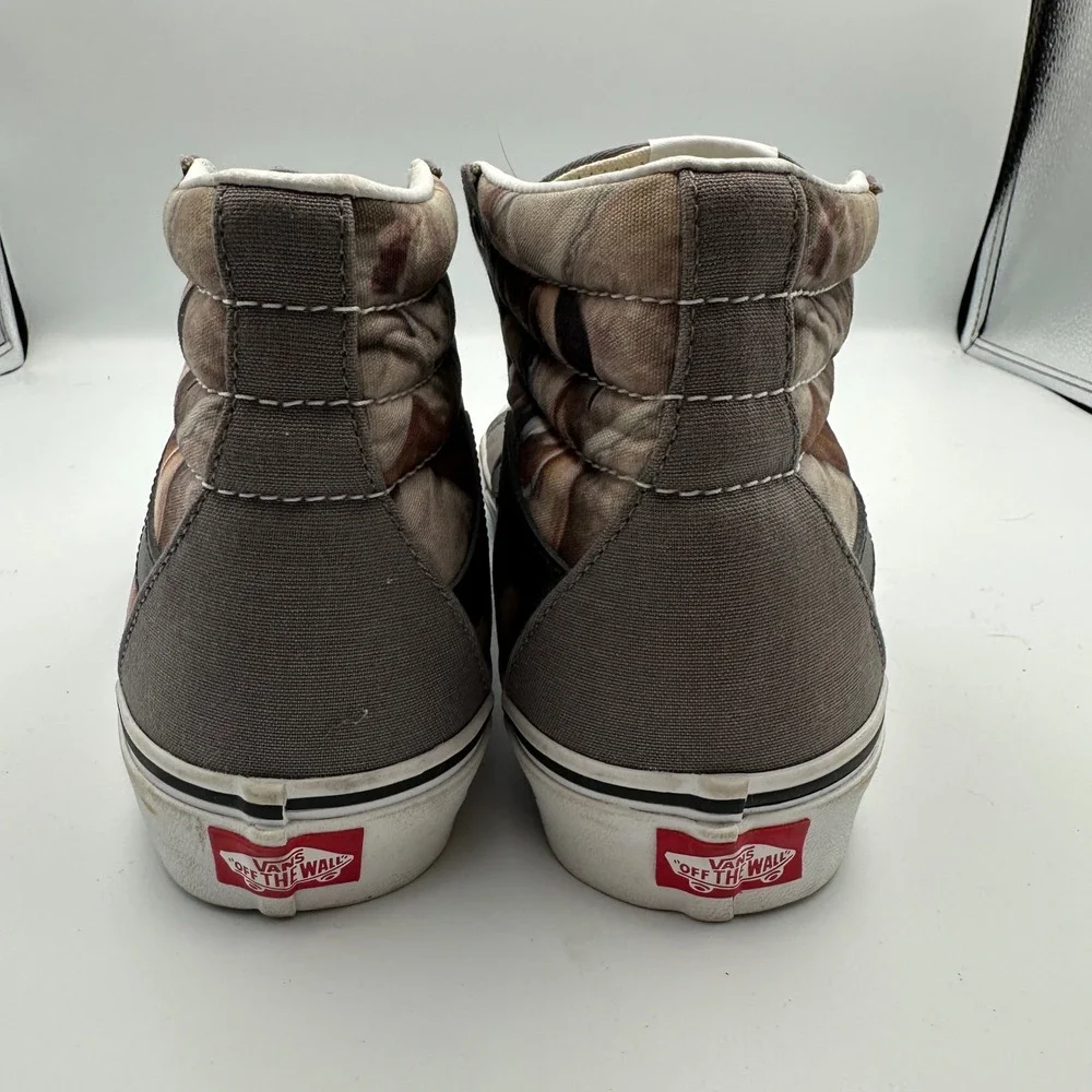 Vans Sk8-Hi Dog Print‎ High Top Skate Shoes Roses Gray Mens Size 9 Womens 10.5